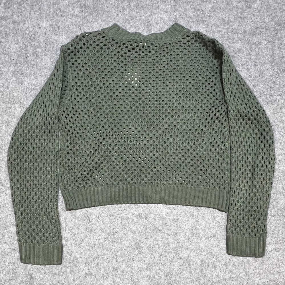 NEW With Tag Rue21 Womens Olive Green Open Knit Cropped Sweater Crew Neck XS - Picture 3 of 5